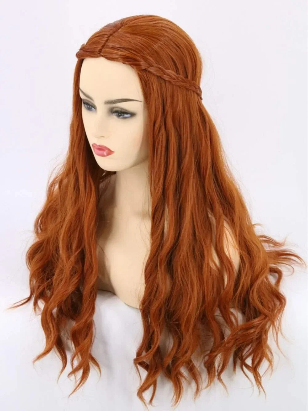 Women's Reddish Brown Short Cosplay Halloween Costume Wig With Necklace Earrings